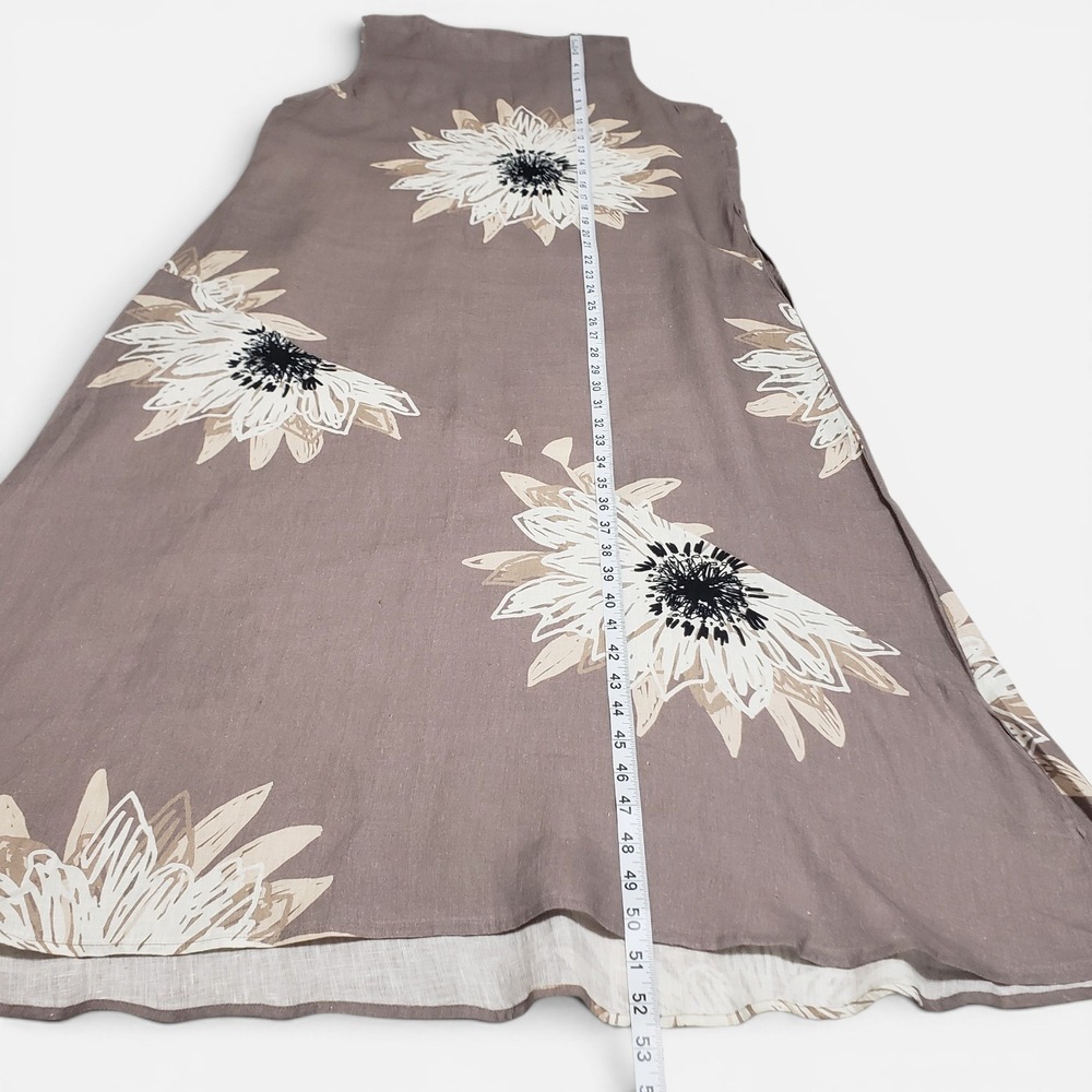 Coldwater Creek Linen Sleeveless Maxi Dress Sunflower Brown Womens Sz 12 - Picture 10 of 10